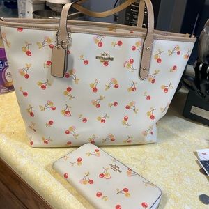 Coach cherry purse and wallet